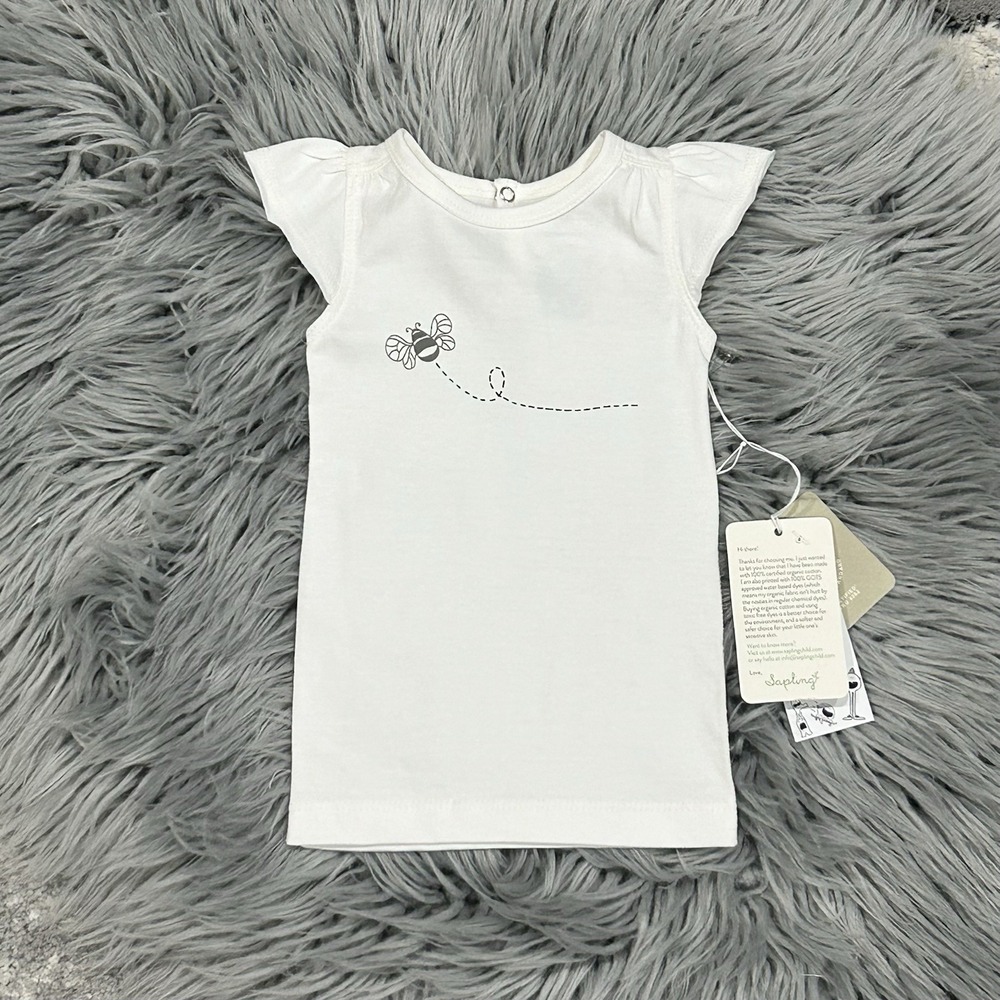 Sapling Girls Flutter Sleeve Bee Tee Size 3-6 Month NEW
